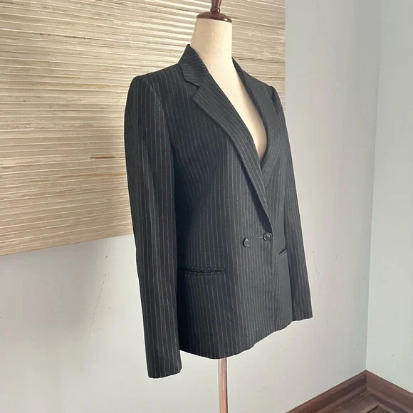 Vintage 100% Wool Pinstriped jacket blazer size 8 - Picture 7 of 13